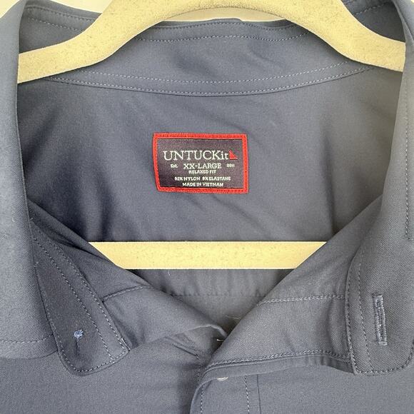 UNTUCKit Shirt Mens XXL Gironde Black Slim Fit Nylon Performance - Picture 2 of 5